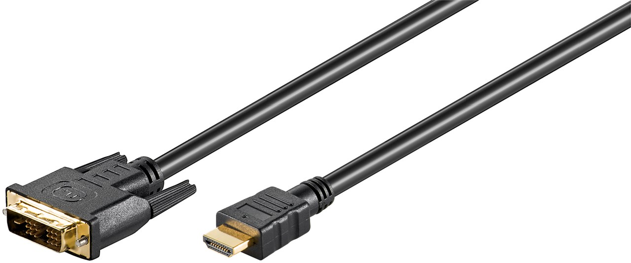 Pilt Goobay | Black | DVI-D male Single-Link (18+1 pin) | HDMI male (type A) | DVI-D/HDMI cable, gold-plated | HDMI to DVI-D | 2 m