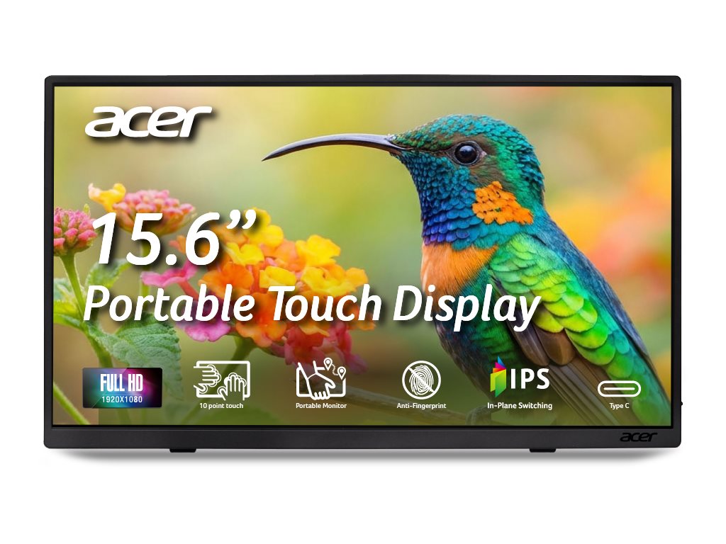 Pilt Acer | PM161QT bmiuux | 16 " | IPS | FHD | 16:9 | 60 Hz | 6 ms | 1920 x 1080 pixels | Touchscreen | 220 cd/m² | HDMI ports quantity 1 | Black