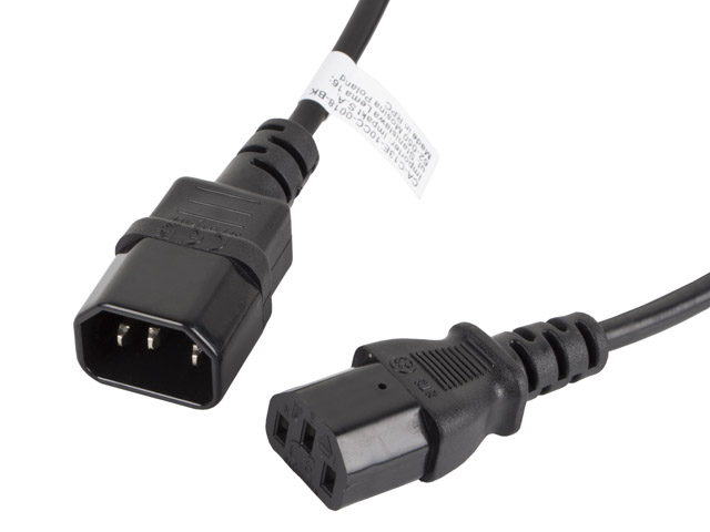 Pilt Lanberg | IEC 320 C13 to C14 Cable | CA-C13E-10CC-0018-BK