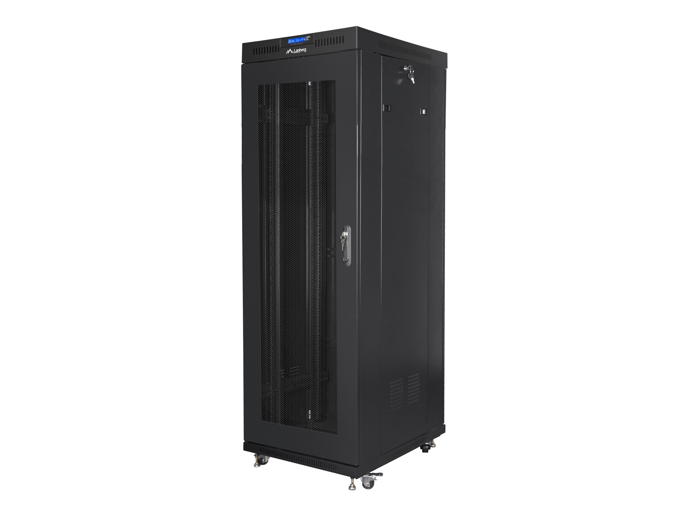 Pilt Lanberg Rack cabinet 19" free-standing 37U/600x800 (flat pack) with mesh door lCD V2, black | Lanberg