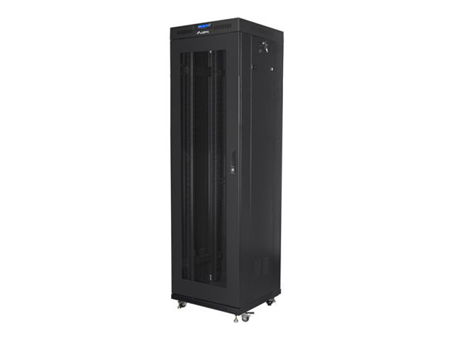 Pilt Lanberg Rack cabinet 19" free-standing 42U/600x600 (flat pack) with mesh door lCD V2, black | Lanberg