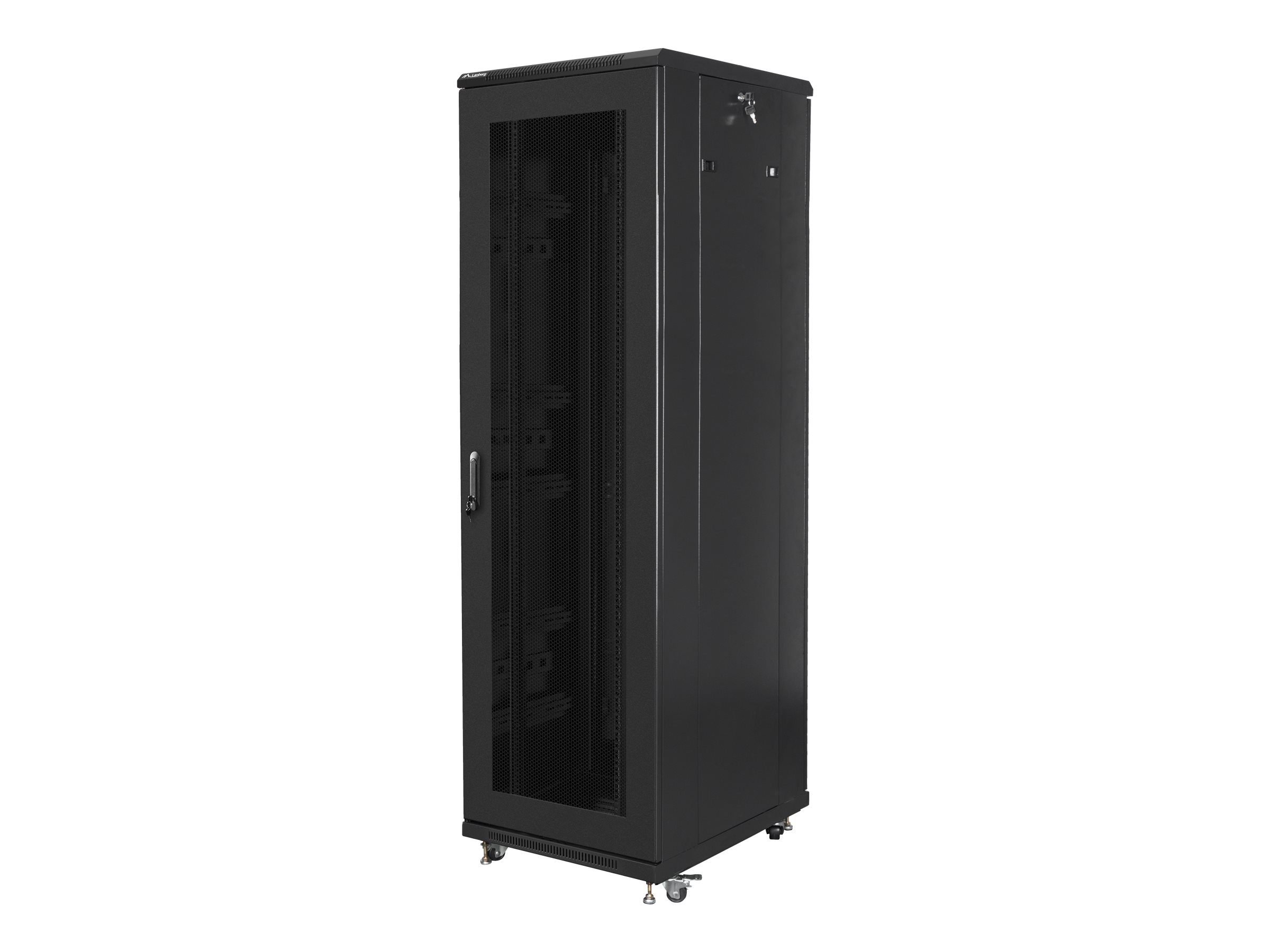 Pilt Lanberg Rack cabinet 19" free-standing 42U/600x800 (flat pack) with mesh door, black | Lanberg