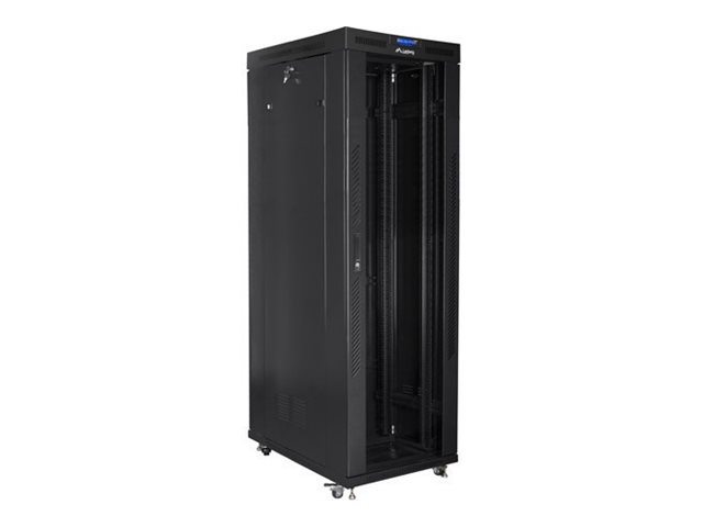 Pilt Lanberg Rack cabinet 19" free-standing 42U/800x1000 (flat pack) with glass door lCD V2, black | Lanberg
