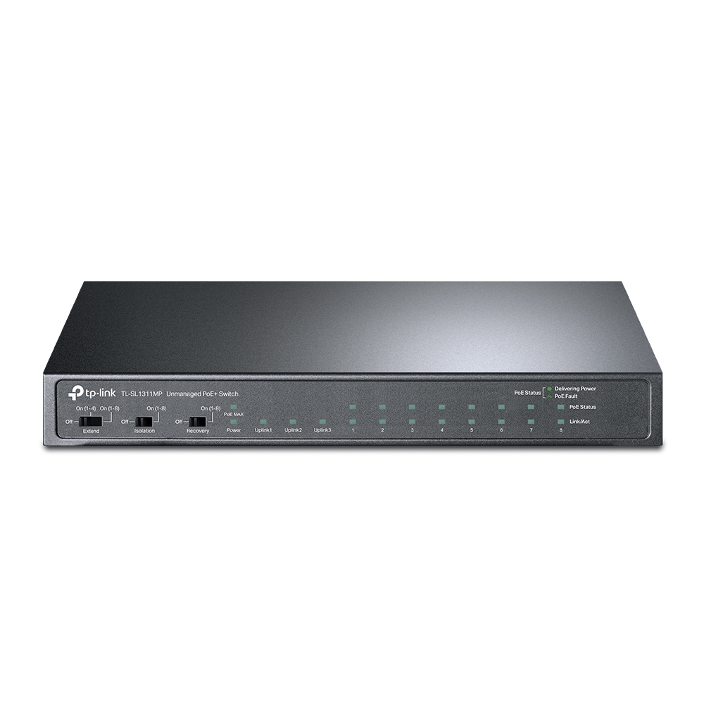 Pilt TP-LINK | 8-Port 10/100Mbps + 3-Port Gigabit Desktop Switch with 8-Port PoE+ | LS1008 | Unmanaged | Desktop | Power supply type External