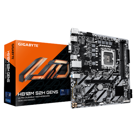 Pilt Gigabyte H810M S2H GEN5 | Processor family Intel | Processor socket LGA1851 | DDR5 | Supported hard disk drive interfaces SATA, M.2 | Number of SATA connectors 4