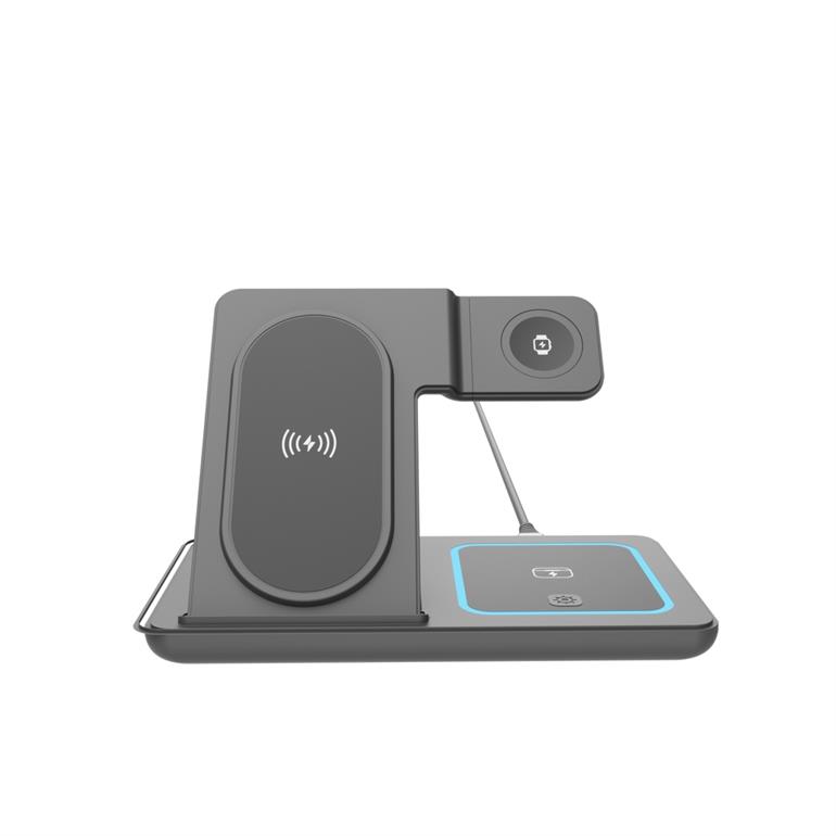 Pilt Gembird 3-in-1 foldable wireless charger stand, 15 W, Samsung watch | TA-WPC31S-01-BK