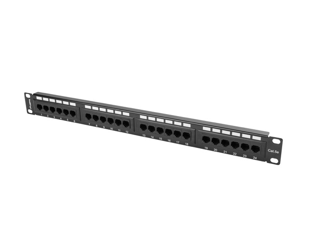 Pilt Lanberg | Patch Panel 24 port 1U 19" CAT.5E UTP | PPU5-1024-B | Black