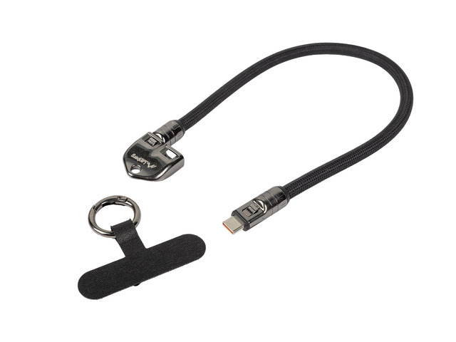 Pilt Lanberg USB-C M/M Lanyard/Keychain Cable, 0.3 m, 240 W | CA-CMCM-10LN-0003-BK