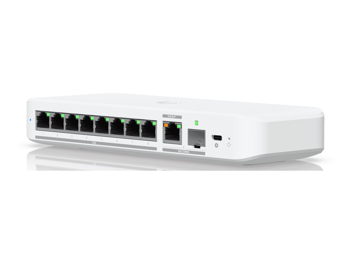 Pilt Ubiquiti | Flex 2.5G | Flexible, 8-port 2.5 GbE switch | Desktop | Managed | 10 Gbps (RJ-45) ports quantity 1 | SFP+ ports quantity 1