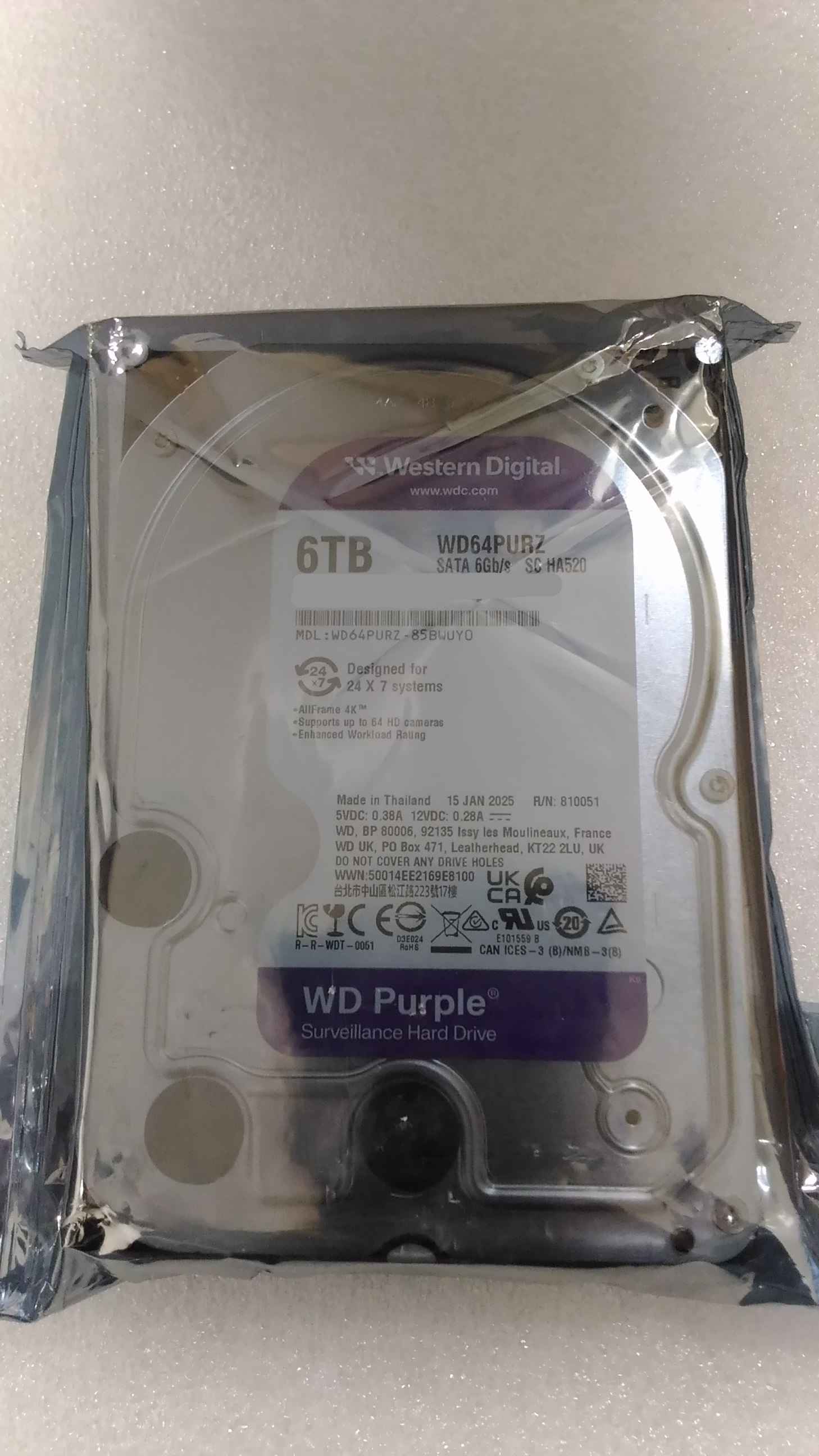 Pilt SALE OUT. Western Digital Hard Drive | Purple WD64PURZ | 5460 RPM | 6000 GB | REFURBISHED