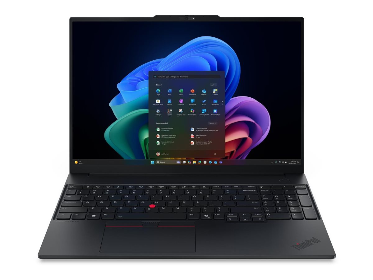 Pilt Lenovo ThinkPad E16 G4 Intel | Black | 16 " | IPS | WUXGA | 1920 x 1200 pixels | Anti-glare | Intel Core Ultra 5 | 325 | 16 GB | SODIMM DDR5 | Solid-state drive capacity 512 GB | Intel Graphics | Windows 11 Pro | 802.11be | Bluetooth version 5.4 | Keyboard language English | Keyboard backlit | Warranty 36 month(s) | Battery warranty 12 month(s)