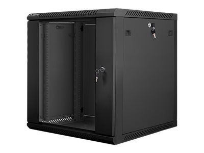 Pilt Lanberg | Rack cabinet 19" wall-mount 12U/600x600 (flat pack) with glass door | WF01-6612-10B | Black