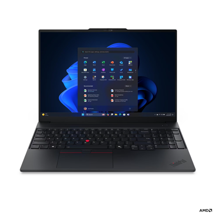 Pilt Lenovo ThinkPad E16 G4 AMD | Black | 16 " | IPS | WUXGA | 1920 x 1200 pixels | Anti-glare | AMD Ryzen AI 7 | 345 | 16 GB | SODIMM DDR5 | Solid-state drive capacity 512 GB | AMD Radeon 820M Graphics | Windows 11 Pro | 802.11be | Bluetooth version 5.4 | Keyboard language English | Keyboard backlit | Warranty 36 month(s) | Battery warranty 12 month(s)