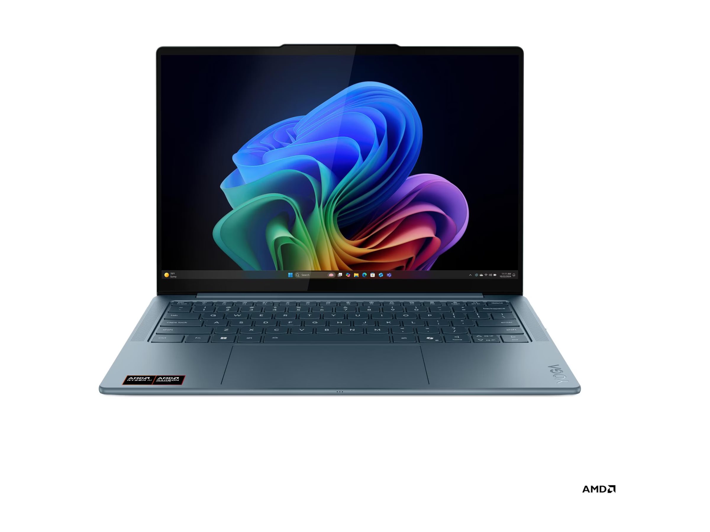 Pilt Lenovo Yoga Slim 7 14AKP10 AMD | Tidal Teal | 14 " | OLED | WUXGA | 1920 x 1200 pixels | Glossy | AMD Ryzen AI 5 | 330 | 16 GB | Soldered LPDDR5X | Solid-state drive capacity 512 GB | AMD Radeon 820M Graphics | Windows 11 Home | 802.11be | Bluetooth version 5.4 | Keyboard language English | Keyboard backlit | Warranty 24 month(s) | Battery warranty 12 month(s)