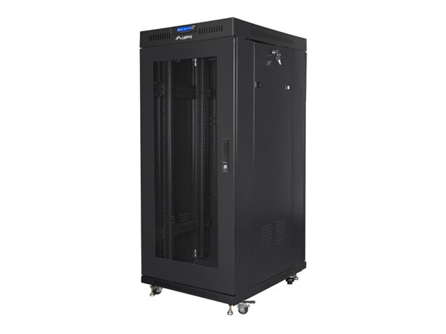 Pilt Lanberg | Rack cabinet 19" free-standing 27U/600x600 (flat pack) with mesh door, LCD | FF01-6627-23BL | Black