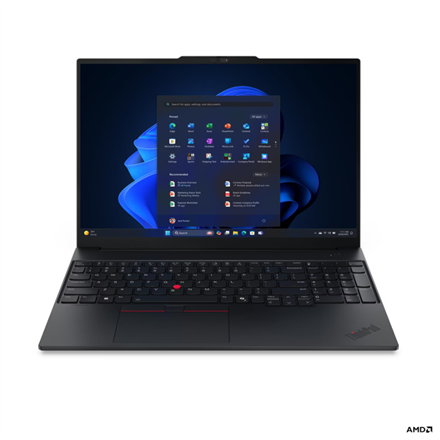 Pilt Lenovo ThinkPad E16 G4 AMD | Black | 16 " | IPS | WUXGA | 1920 x 1200 pixels | Anti-glare | AMD Ryzen AI 5 | 330 | 16 GB | SODIMM DDR5 | Solid-state drive capacity 512 GB | AMD Radeon 820M Graphics | Windows 11 Pro | 802.11be | Bluetooth version 5.4 | Keyboard language English | Keyboard backlit | Warranty 36 month(s) | Battery warranty 12 month(s)