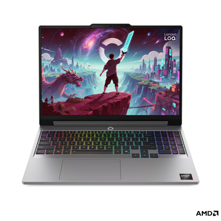 Pilt Lenovo LOQ 15AHP11 AMD | Luna Grey | 15.3 " | IPS | WUXGA | 1920 x 1200 pixels | Anti-glare | AMD Ryzen 7 | 250 | 16 GB | SODIMM DDR5 | Solid-state drive capacity 512 GB | NVIDIA GeForce RTX 5060 | GDDR7 | 8 GB | Windows 11 Home | 802.11ax | Bluetooth version 5.3 | Keyboard language English | Keyboard backlit | Warranty 24 month(s) | Battery warranty 12 month(s)