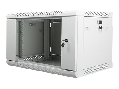Pilt Lanberg | Rack cabinet 19" wall-mount 6U/600x450 (flat pack) with glass door | WF01-6406-10S | Grey