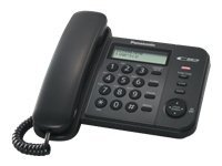 Pilt Panasonic | Corded | KX-TS560FXB | Built-in display | Caller ID | Black | 190 X 196 X 95 mm | Phonebook capacity 50 entries | 588 g