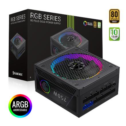 Pilt Gamemax PSU | RGB 750G | 750 W | Gold | Full Modular