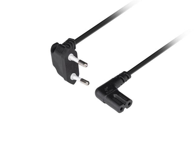 Pilt Lanberg CEE 7/16 to EC 320 C7 Euro (radio) power cord 1.8m angled VDE | CA-C7CA-12CC-0018-BK