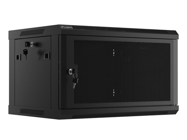 Pilt Lanberg | Rack cabinet 19" wall-mount 6U/600x450 with perforated door (flat pack) | WF01-6406-23B | Black