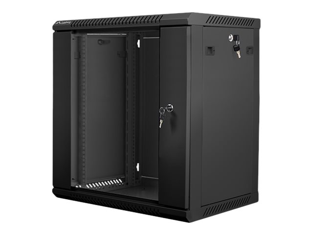 Pilt Lanberg | Rack cabinet 19" wall-mount 12U/600x450 (flat pack) with glass door | WF01-6412-10B | Black
