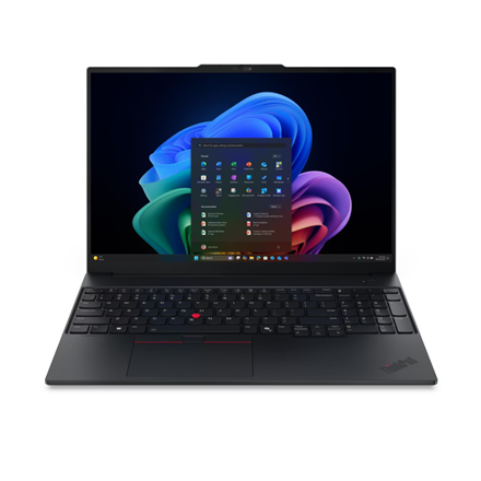 Pilt Lenovo ThinkPad E16 G4 Intel | Black | 16 " | IPS | WUXGA | 1920 x 1200 pixels | Anti-glare | Intel Core 5 | 320 | 16 GB | SODIMM DDR5 | Solid-state drive capacity 512 GB | Intel Graphics | Windows 11 Pro | 802.11be | Bluetooth version 5.4 | Keyboard language English | Keyboard backlit | Warranty 36 month(s) | Battery warranty 12 month(s)