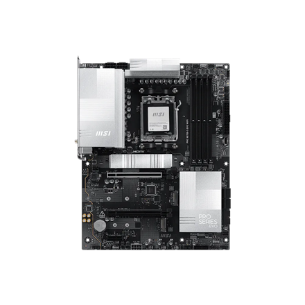 Pilt MSI PRO X870E-S EVO WIFI | Processor family AMD | Processor socket AM5 | DDR5 | Supported hard disk drive interfaces SATA, M.2 | Number of SATA connectors 4