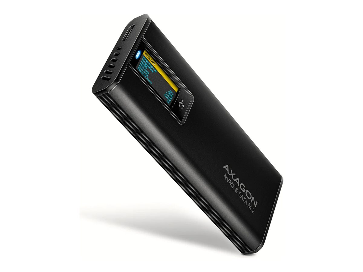 Pilt AXAGON USB-C 10Gbps - M.2 NVMe & SATA SSD DISPLAY box | EEM2-SD2B
