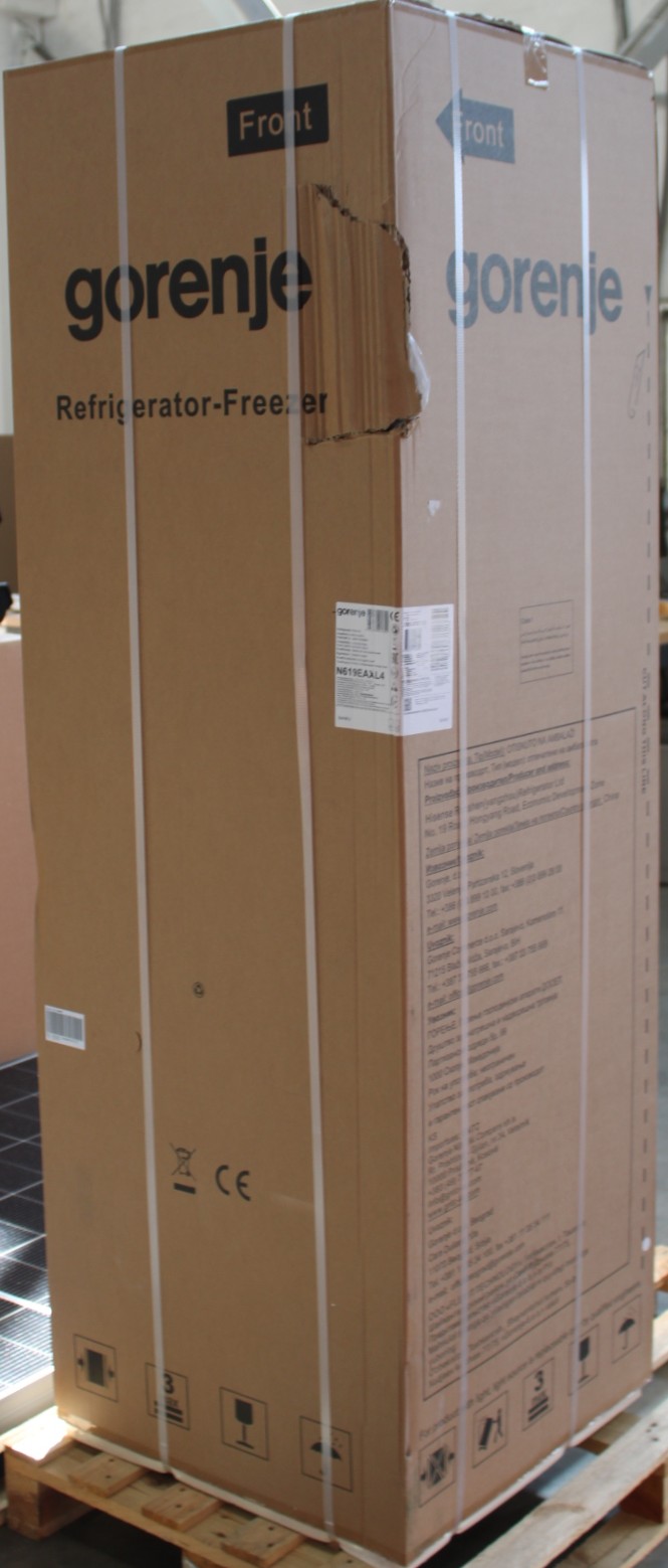 Pilt Gorenje Refrigerator | N619EAXL4 | Energy efficiency class E | Free standing | Combi | Height 186 cm | No Frost system | Fridge net capacity 207 L | Freezer net capacity 97 L | Display | 39 dB | Grey | DAMAGED PACKAGING, DENTED DOOR, RIGHT AND BACKSIDE