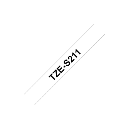 Pilt Brother | TZe-S211 Strong Adhesive Laminated Tape | Black on White | TZe | 8 m | 6 cm