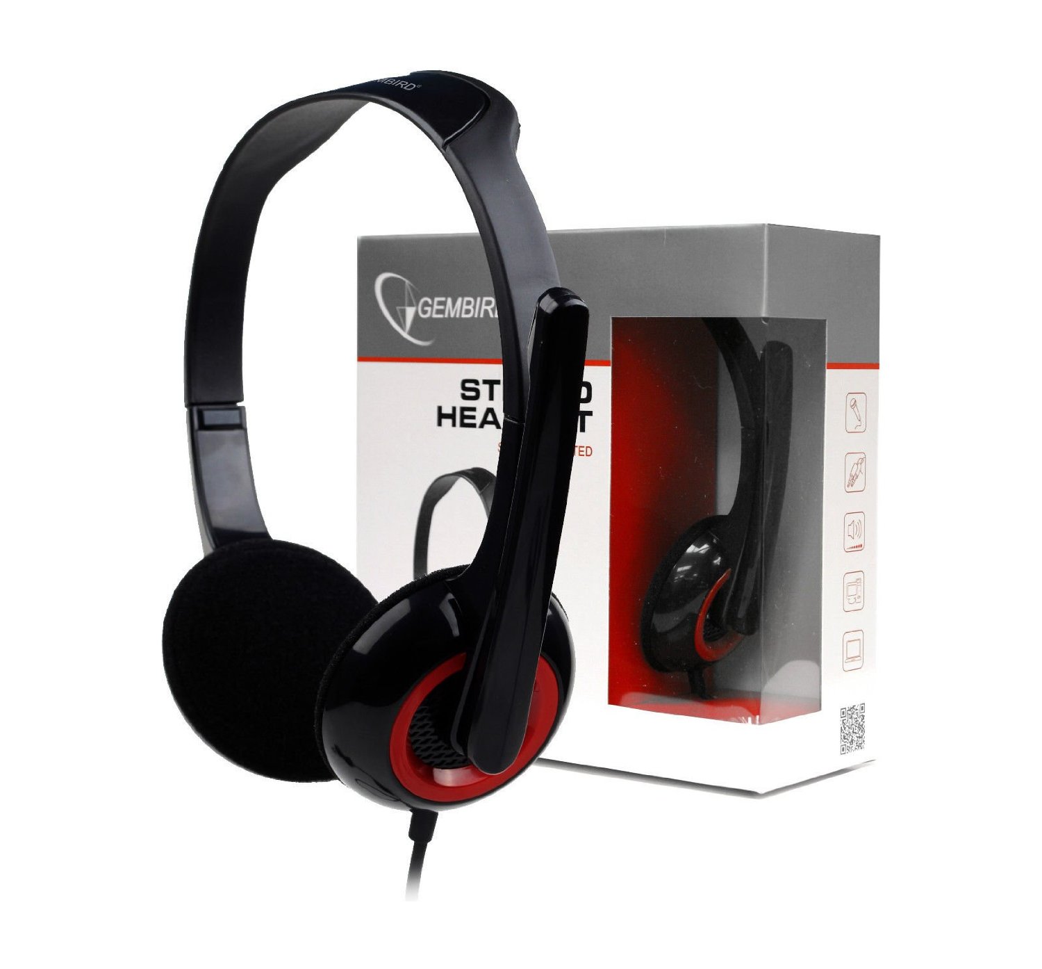 Pilt Gembird | MHS-002 Stereo headset | Built-in microphone | 3.5 mm | Black/Red