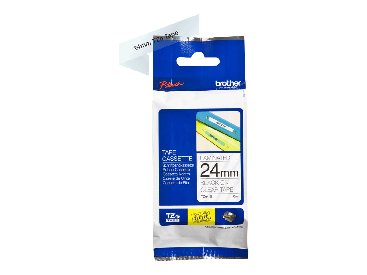 Pilt Brother | TZE-151 Laminated Tape | Black on Clear | TZe | 8 m | 2.4 cm