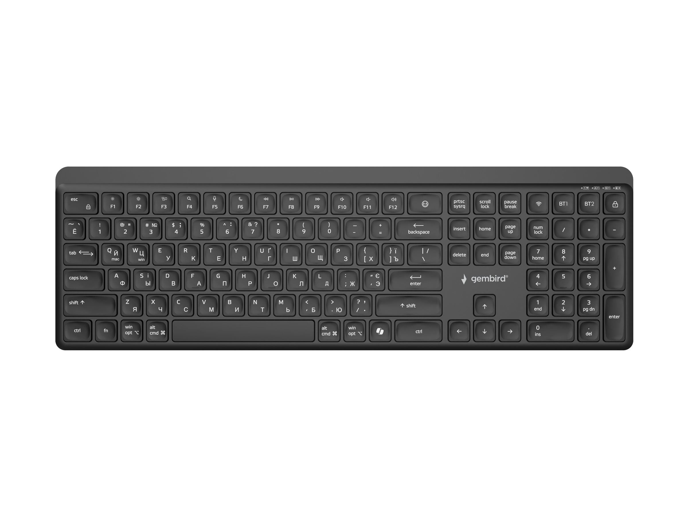 Pilt Gembird KB-WPS-03-CYRL | Keyboard | Wireless | Cyrillic | Bluetooth | Black