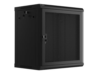 Pilt Lanberg | Rack cabinet 19" wall-mount 12U/600x450 with perforated door (flat pack) | WF01-6412-23B | Black