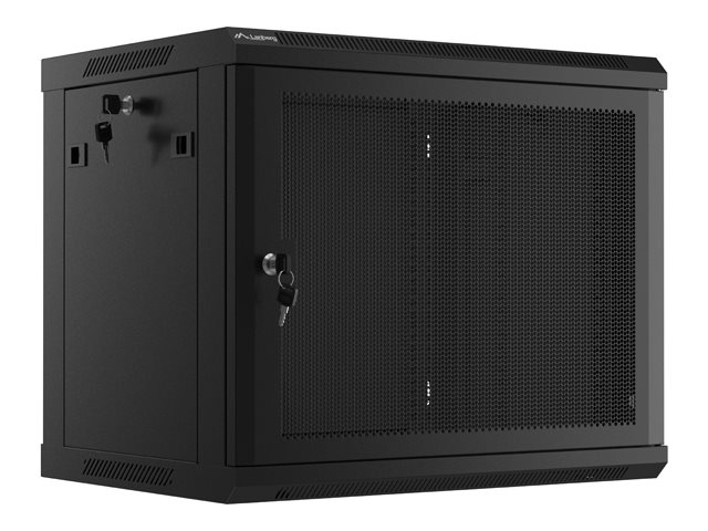 Pilt Lanberg | Rack cabinet 19" wall-mount 9U/600x450 with perforated door (flat pack) | WF01-6409-23B | Black