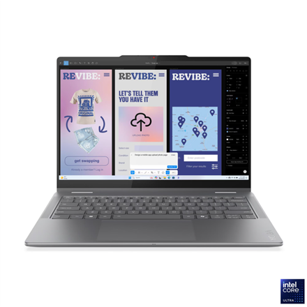 Pilt Lenovo- Yoga 7 2-in-1 14ILL10 Intel | Luna Grey | 14 " | OLED | Touchscreen | WUXGA | 1920 x 1200 pixels | Glossy | Intel Core Ultra 5 | 226V | 16 GB | Soldered LPDDR5X | Solid-state drive capacity 512 GB | Intel Arc Graphics 130V | Windows 11 Home | 802.11be | Bluetooth version 5.4 | Keyboard language English | Keyboard backlit | Warranty 24 month(s) | Battery warranty 12 month(s)