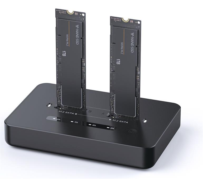 Pilt Gembird Desktop dual drive USB Type-C M.2 NVME (and SATA) SSD docking station, Black | DD2-U3M2