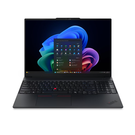 Pilt Lenovo ThinkPad E16 G4 Intel | Black | 16 " | IPS | WUXGA | 1920 x 1200 pixels | Anti-glare | Intel Core 5 | 320 | 16 GB | SODIMM DDR5 | Solid-state drive capacity 512 GB | Intel Graphics | Windows 11 Pro | 802.11be | Bluetooth version 5.4 | Keyboard language Nordic | Keyboard backlit | Warranty 36 month(s) | Battery warranty 12 month(s)