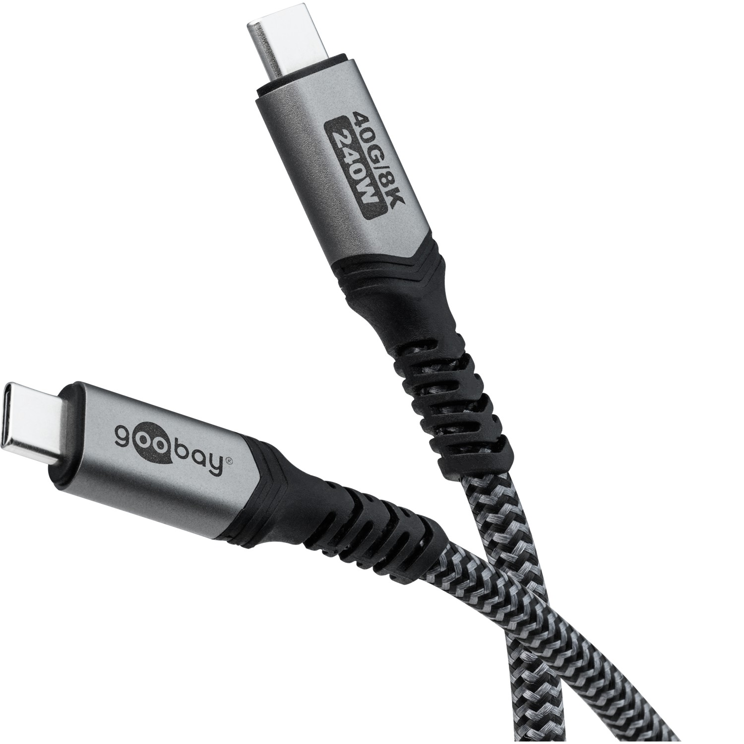 Pilt Goobay USB-C Cable, USB4, 1.8 m, bBack/Silver | USB-C to USB-C