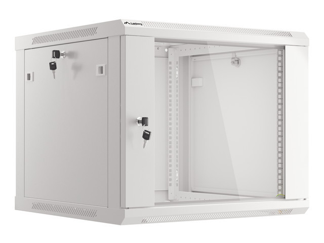 Pilt Lanberg | Rack cabinet 19" wall-mount 9U/600x600 (flat pack) with glass door | WF01-6609-10S | Grey