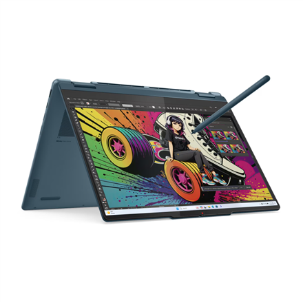 Pilt Lenovo- Yoga 7 2-in-1 14AKP10 AMD | Tidal Teal | 14 " | OLED | WUXGA | 1920 x 1200 pixels | AMD Ryzen AI 7 | 350 | 16 GB | Soldered LPDDR5 | Solid-state drive capacity 512 GB | AMD Radeon 860M Graphics | Windows 11 Home | 802.11be | Bluetooth version 5.4 | Keyboard language English | Keyboard backlit | Warranty 24 month(s) | Battery warranty 12 month(s)