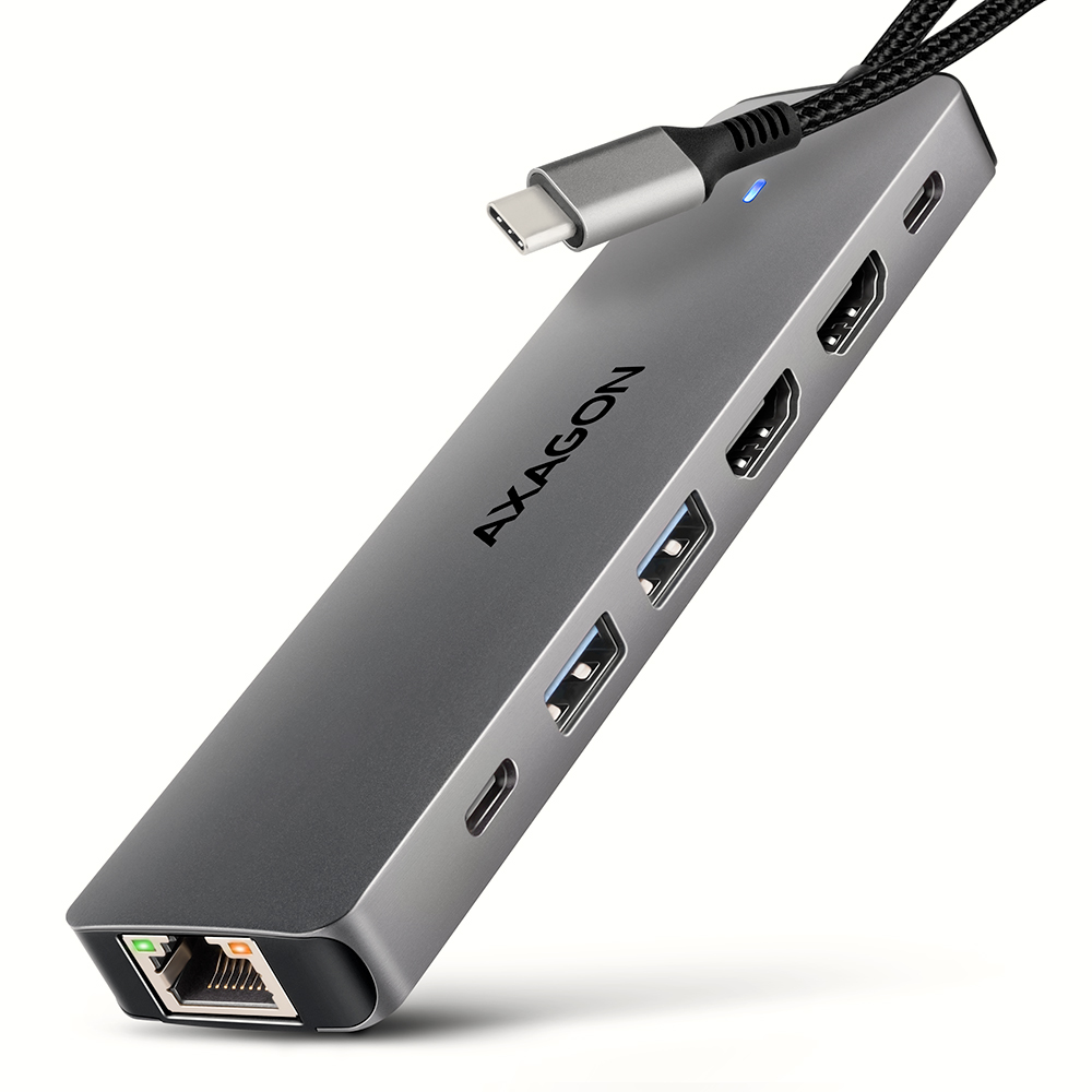 Pilt AXAGON USB-C 5Gbps DUAL 4K DISPLAY 7in1 Hub | HMC-7HX2