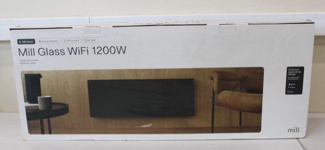 Pilt SALE OUT. Mill GL1200WIFI3B WiFi Gen3 Panel Heater, Glass Front, Aluminium, Power 1200 W, Room size 14-18 m2, Black | Mill | Heater | GL1200WIFI3B WiFi Gen3 | Panel Heater | 1200 W | Suitable for rooms up to 14-18 m² | Black | DAMAGED PACKAGING