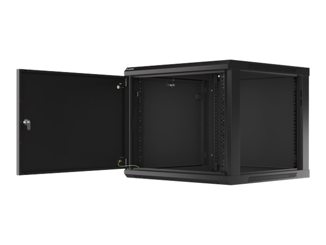 Pilt Lanberg | Rack cabinet 19" wall-mount 9U/600x600 (flat pack) for self-assembly with metal door | WF01-6609-00B | Black