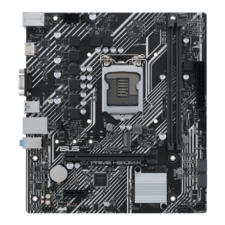 Pilt Asus | PRIME H510M-K | Processor family Intel | Processor socket LGA1200 | DDR4 | Memory slots 2 | Supported hard disk drive interfaces 	SATA, M.2 | Number of SATA connectors 4 | Chipset  H510 | Micro ATX