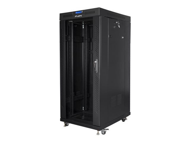 Pilt Lanberg | Rack cabinet 19" free-standing 27U/800x1200 (flat pack) with glass door, LCD | FF01-8227-12BL | Black