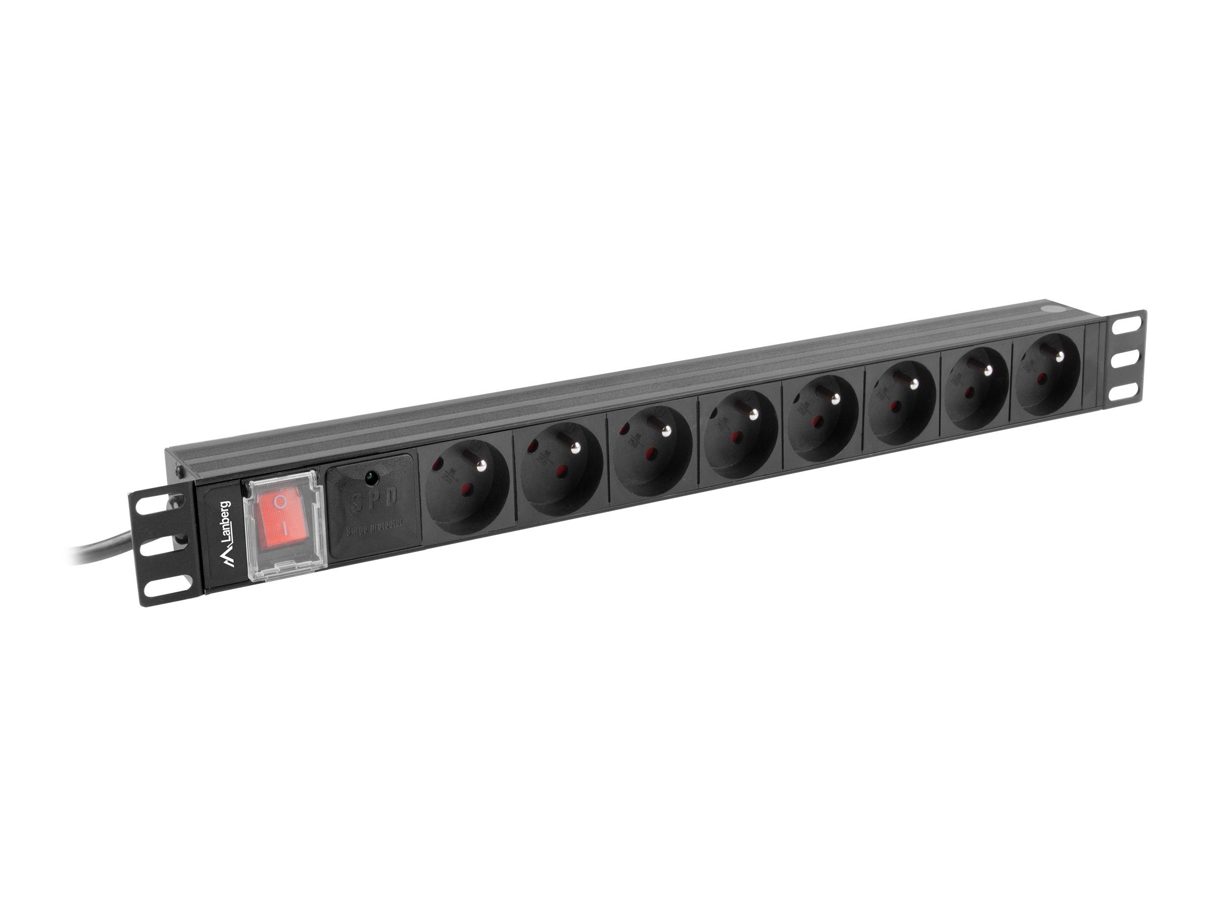 Pilt Lanberg Power Distribution Unit (PDU) 19" 1U 16A 2m 8x French Outlets | PDU-08E-0200-BK