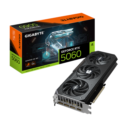 Pilt Gigabyte GeForce RTX 5060 GAMING OC 8G | NVIDIA | 8 GB | GeForce RTX 5060 | GDDR7 | HDMI ports quantity 1 | PCI-E 5.0